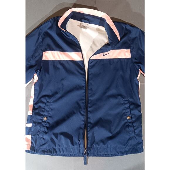 Nike Windbreaker Jacket M Pink Navy Colorblock Retro Y2K Sportycore - Picture 3 of 8